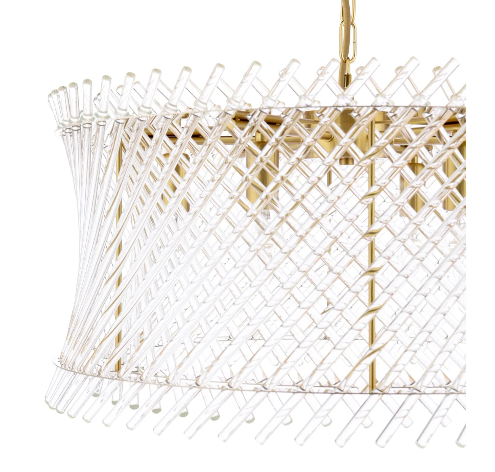 Loire 6 Light Pendant-  Natural Brass and Glass - Image 6