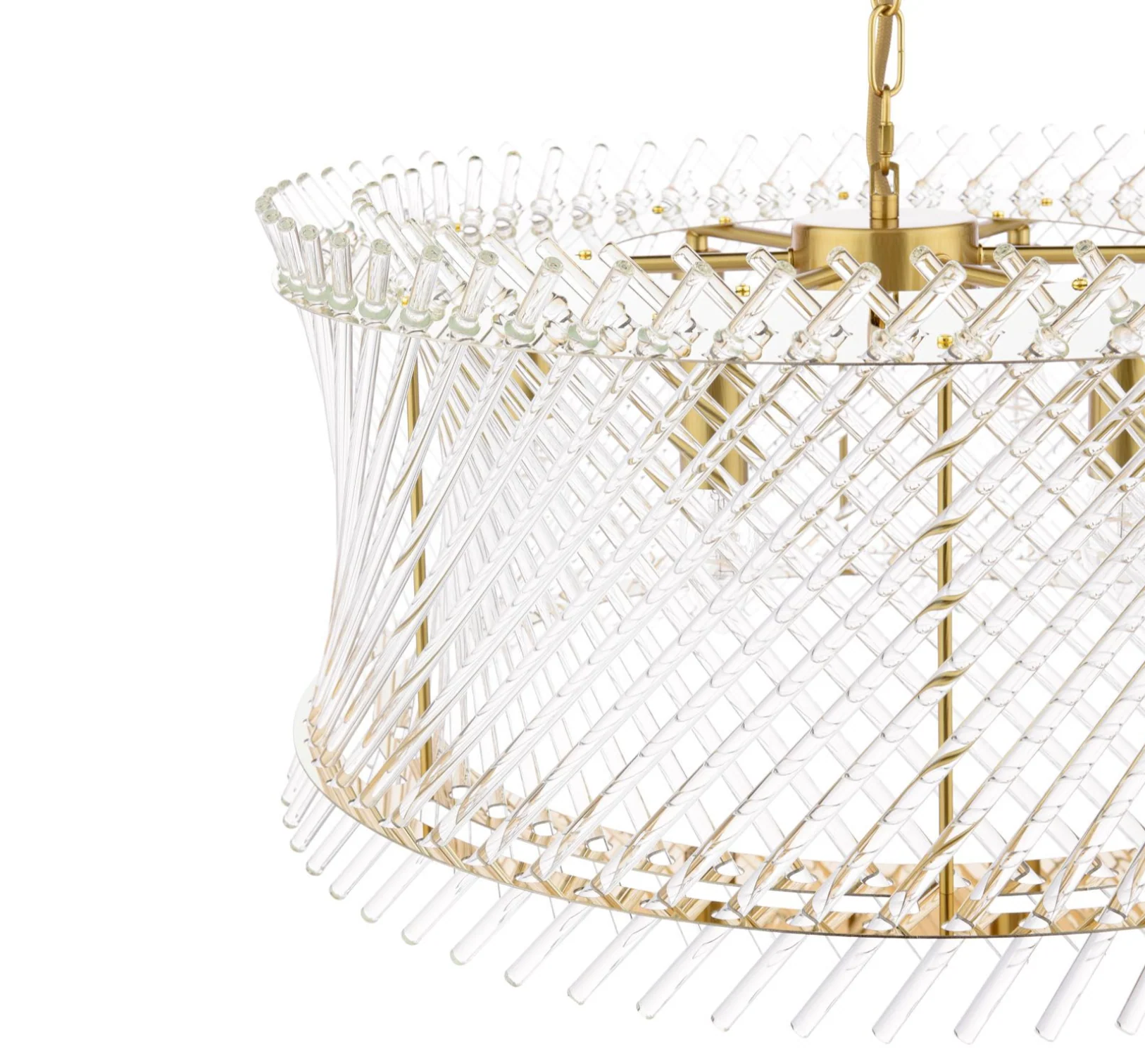 Loire 6 Light Pendant-  Natural Brass and Glass - Image 7