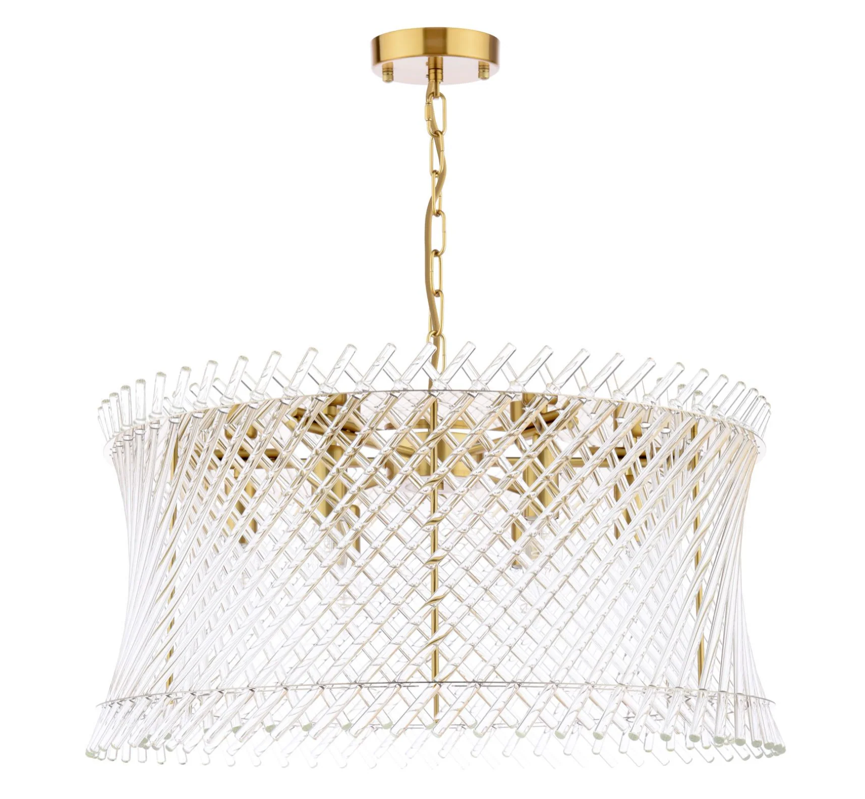 Loire 6 Light Pendant-  Natural Brass and Glass - Image 8