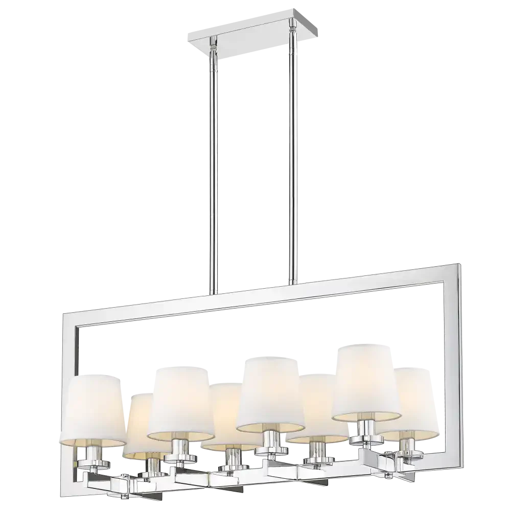 London 8Lt Kitchen Table/Island Ceiling Light - Chrome & White/Chrome & Black Finish