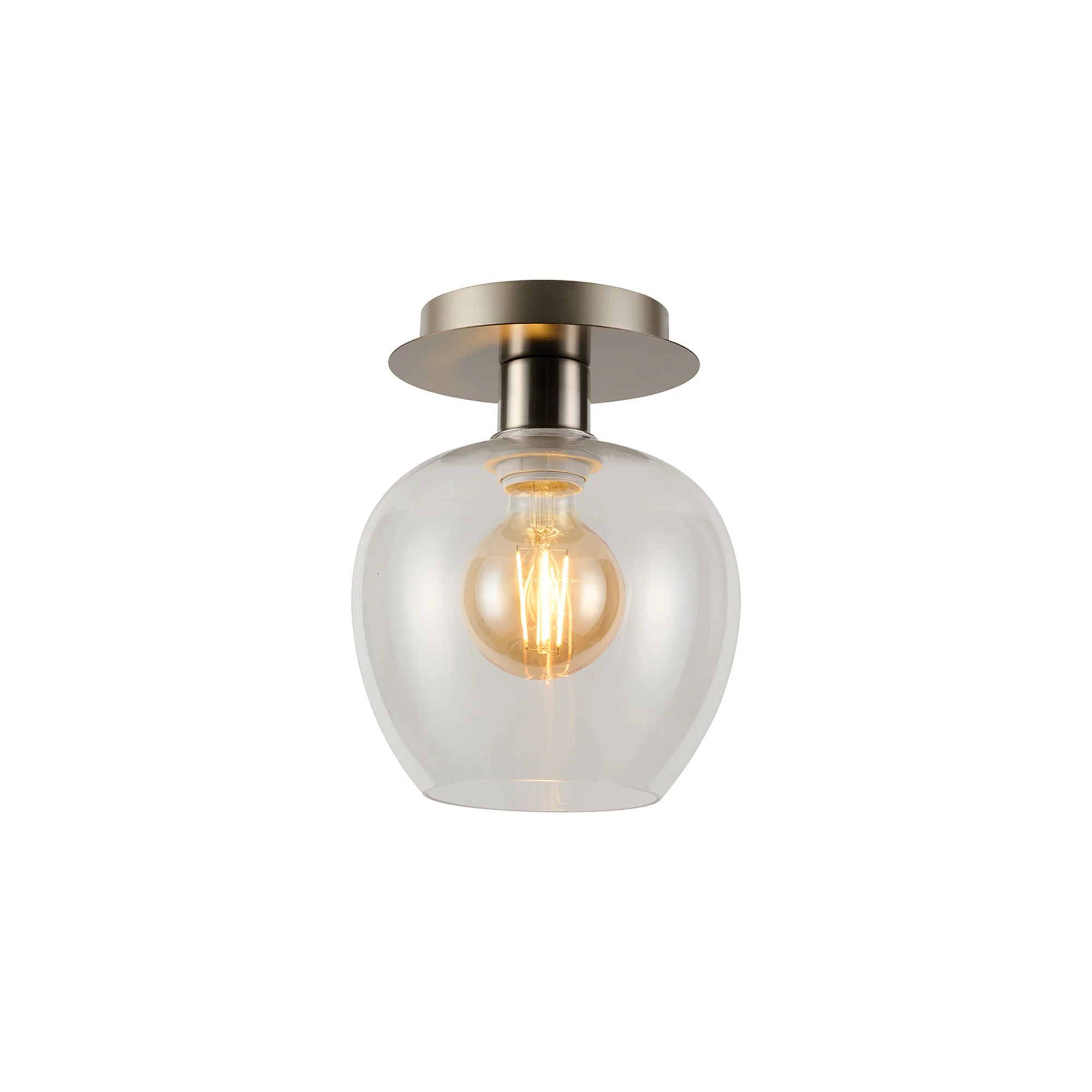 Lori 15cm Round Ceiling Semi-Flush Light - Satin Nickel w Various Finishes