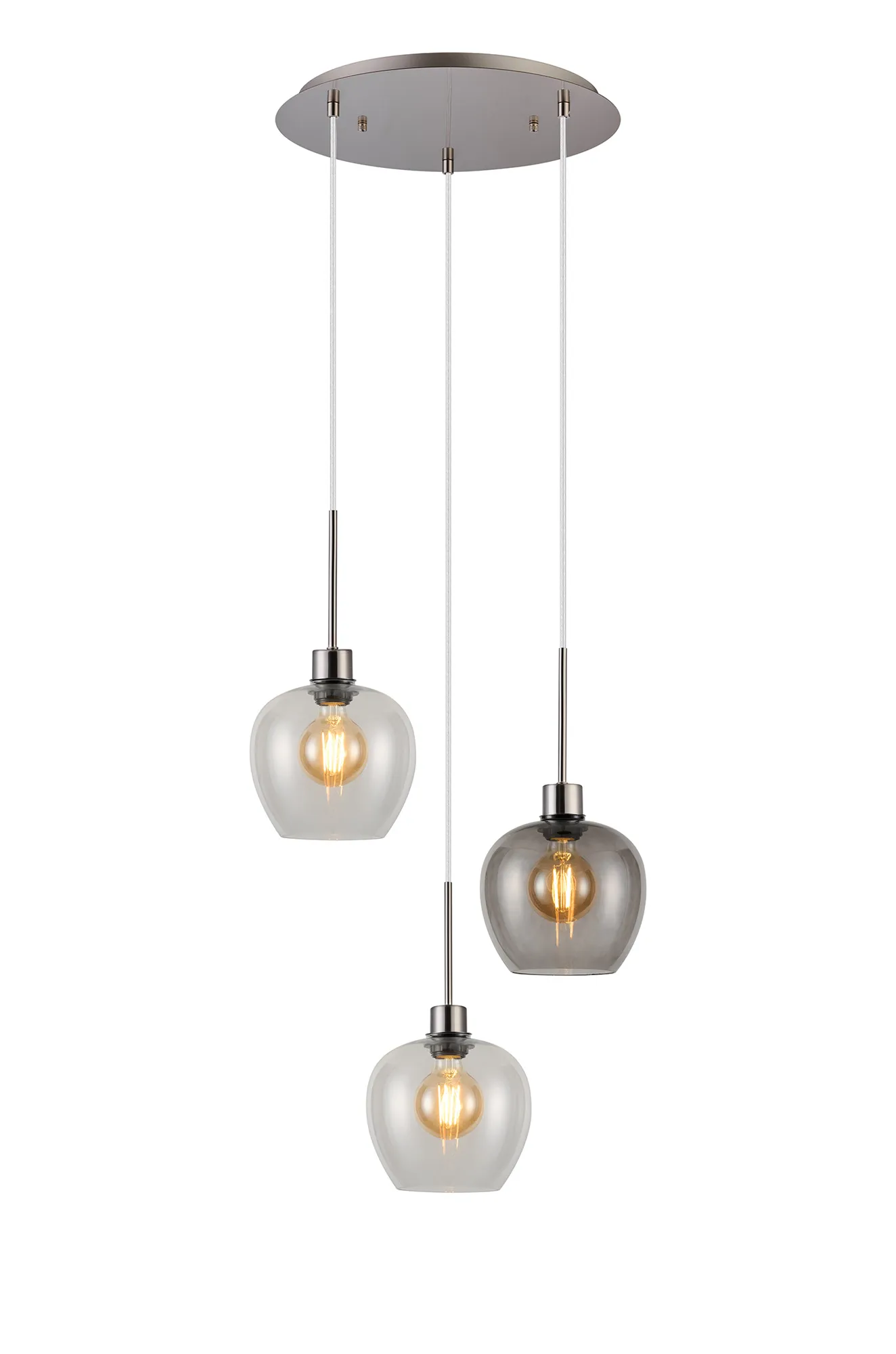 Lori 3Lt Cluster Pendant - Satin Nickel w Various Glass Finishes - Image 9