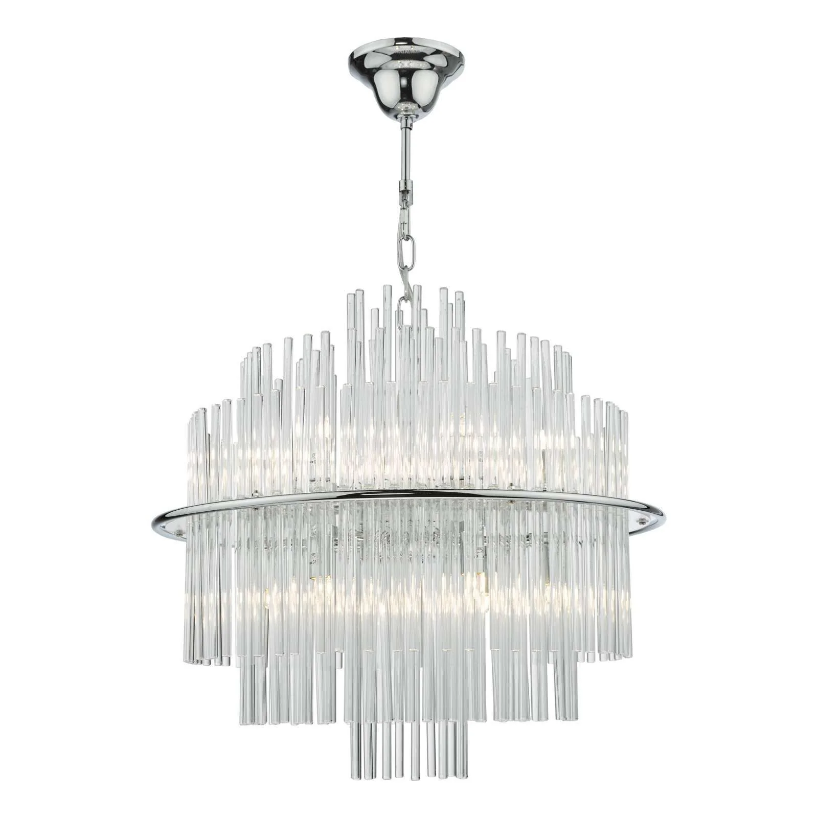 Lukas 13 Light Fitting Brushed Antique Gold And Clear Glass/Pendant Polished Chrome Glass - Image 4