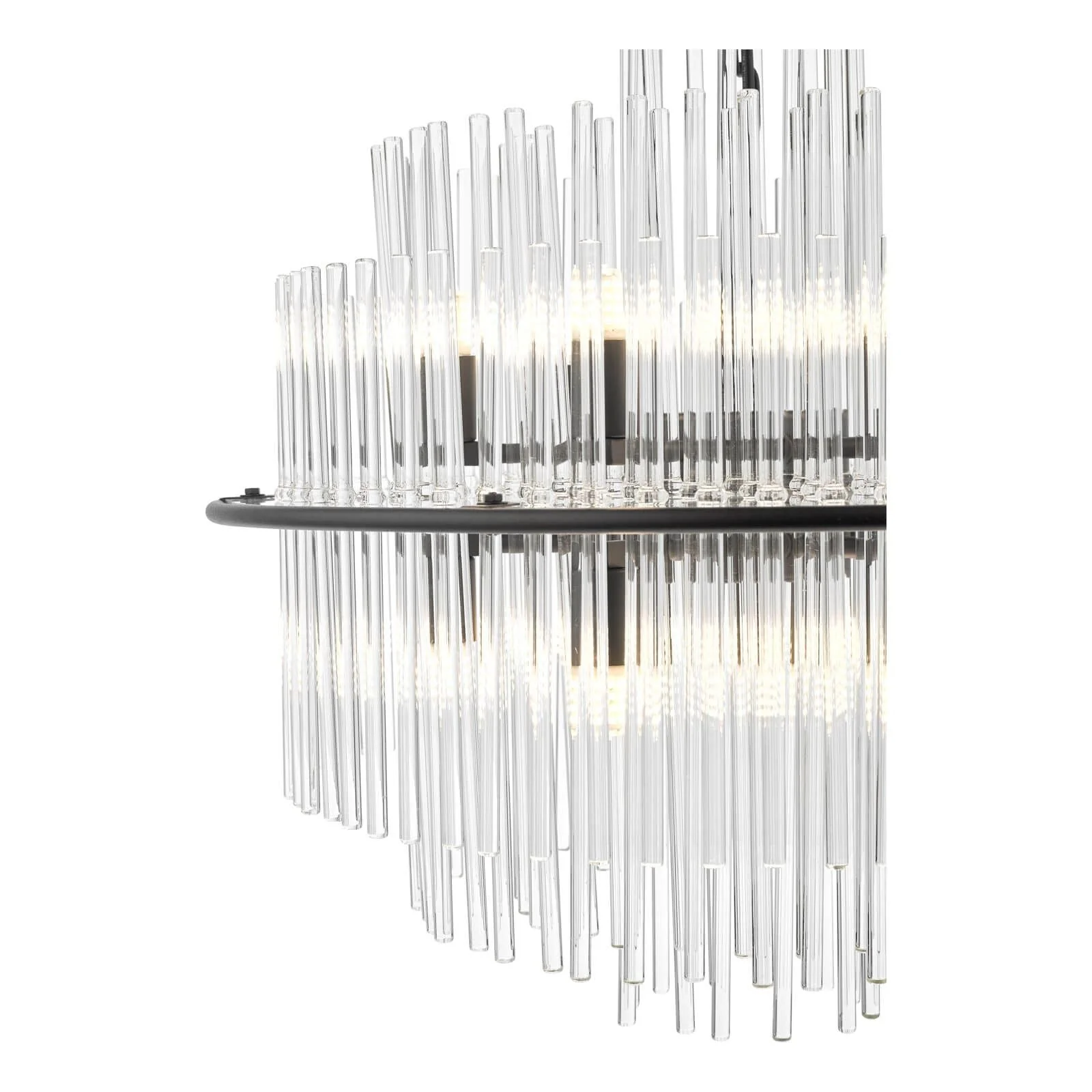 Lukas 13 Light Fitting Brushed Antique Gold And Clear Glass/Pendant Polished Chrome Glass - Image 7