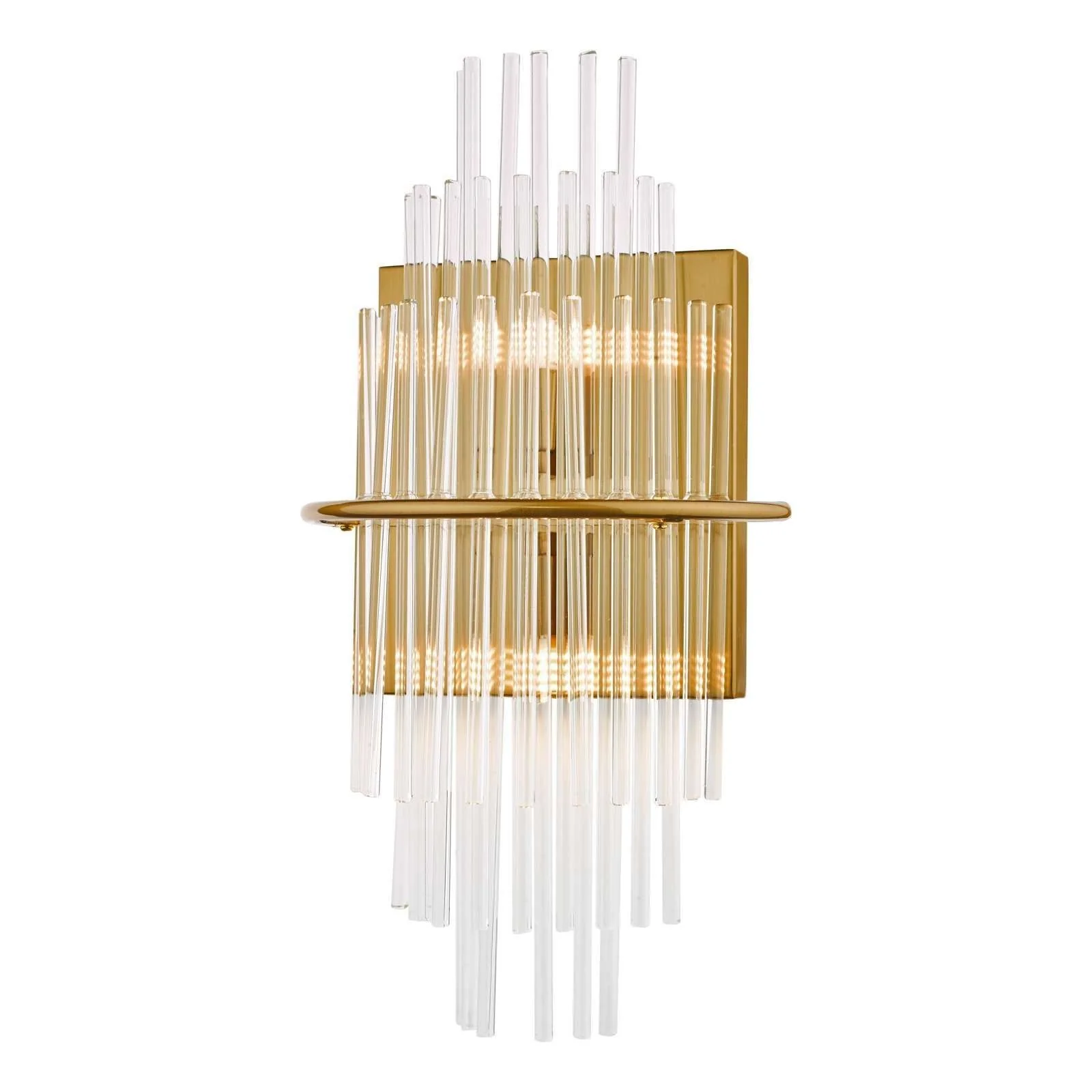 Lukas 2 Light Wall Light Polished Chrome Glass, Antique Gold Glass