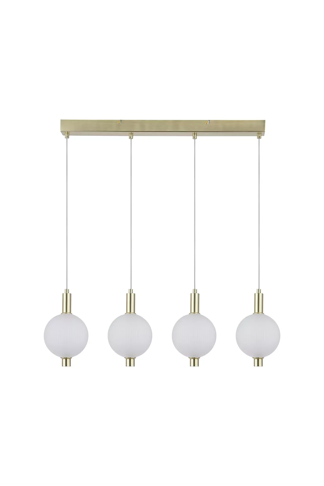 Luminique LED 4Lt Bar Pendant- Satin Brass with Glass - Image 2