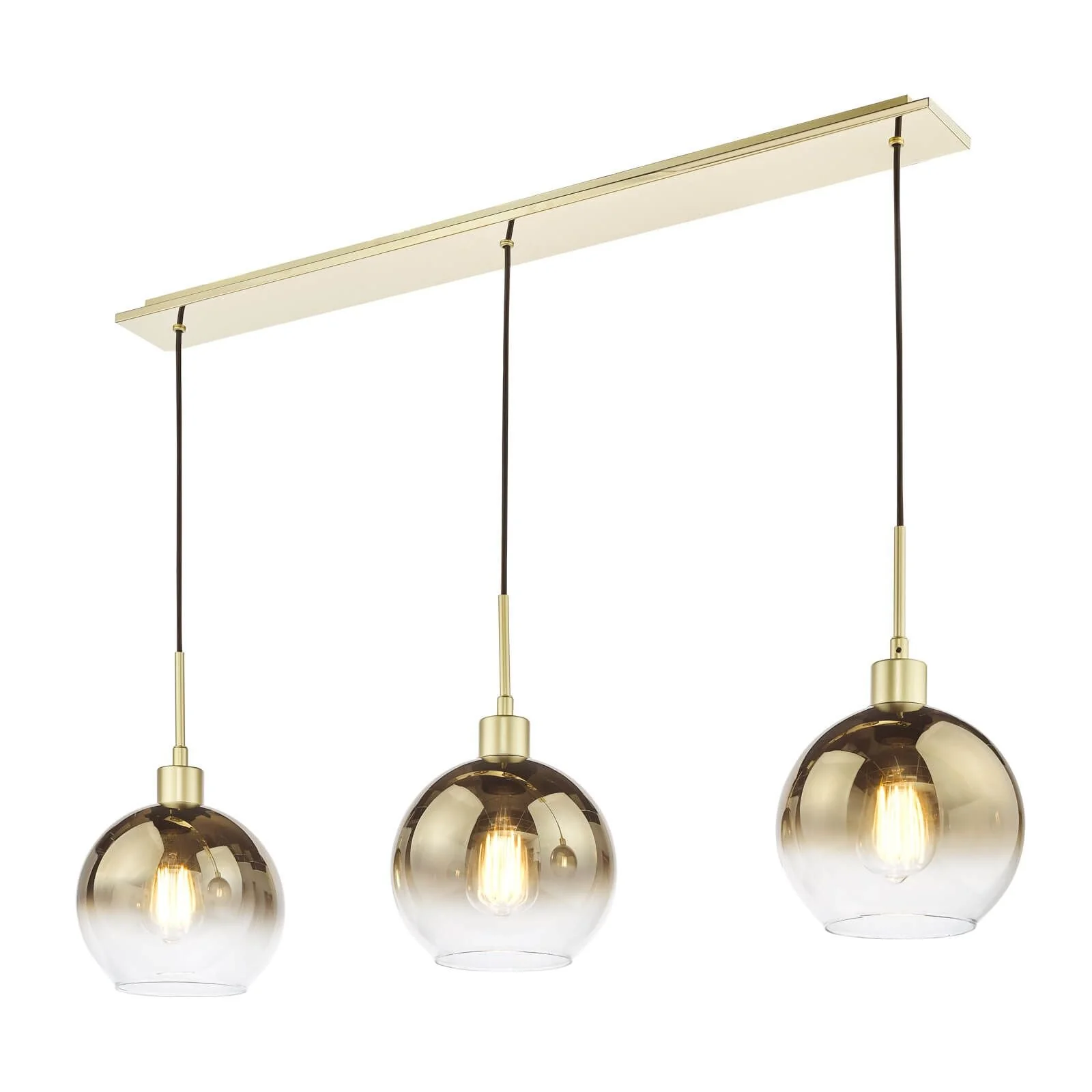 Lycia 3 Light Kitchen Light Matt Black Ombre Smoked Glass - Image 7