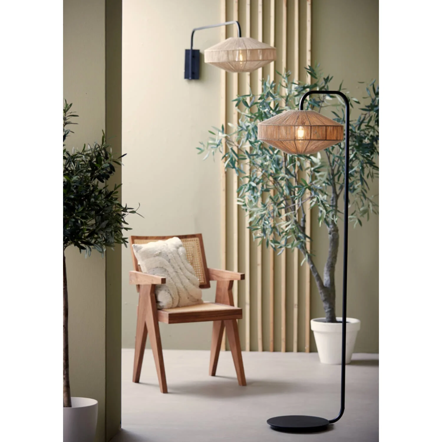 Lyra Small/Medium/Large Wall Lamp Natural+Matt Black E27 - Image 14