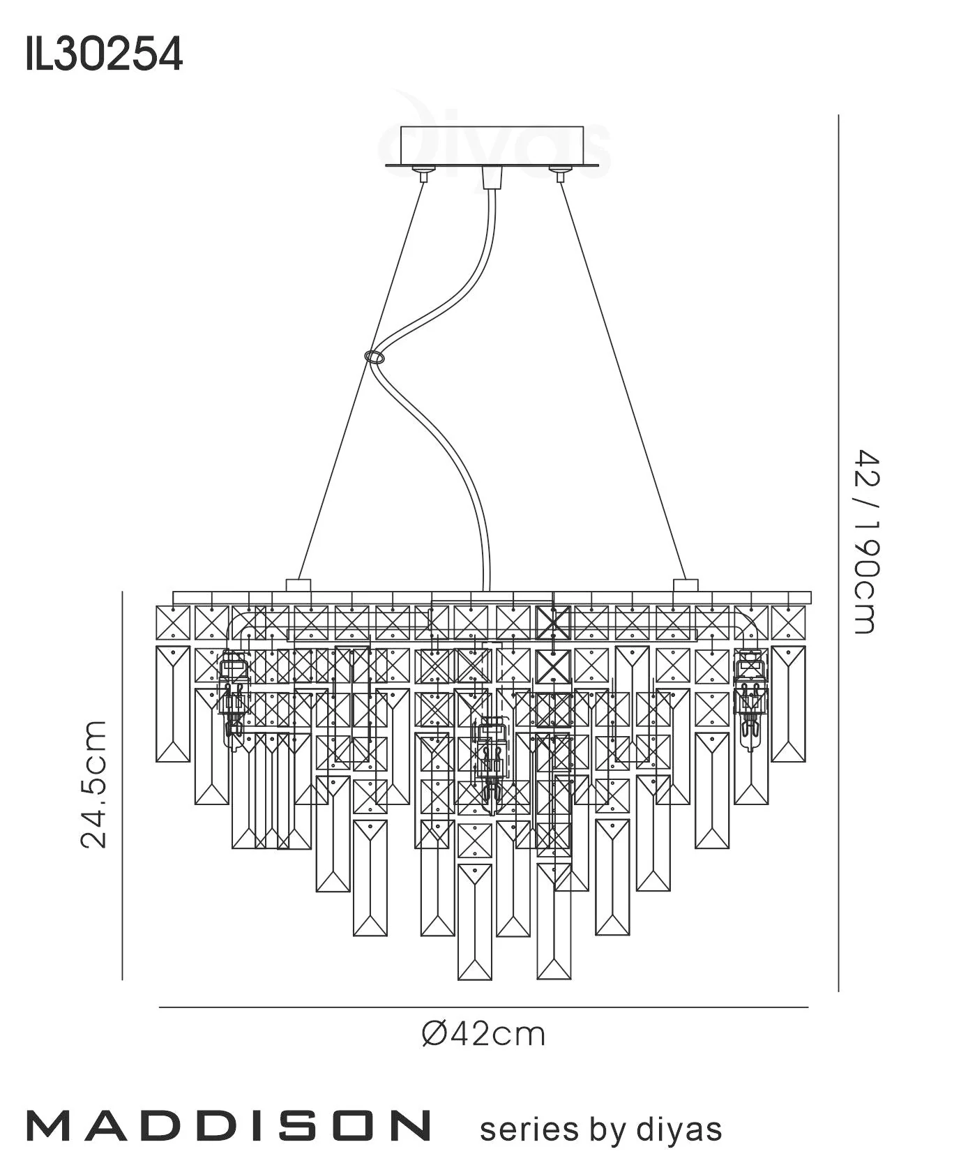 Maddison 6Lt Crystal Pendant - Promotional Offer - Image 2