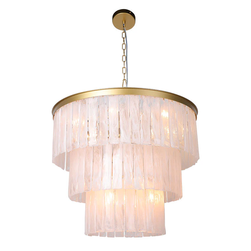 Cascade 3 Tier Chandelier Textured Glass Black/Satin Brass - Image 2