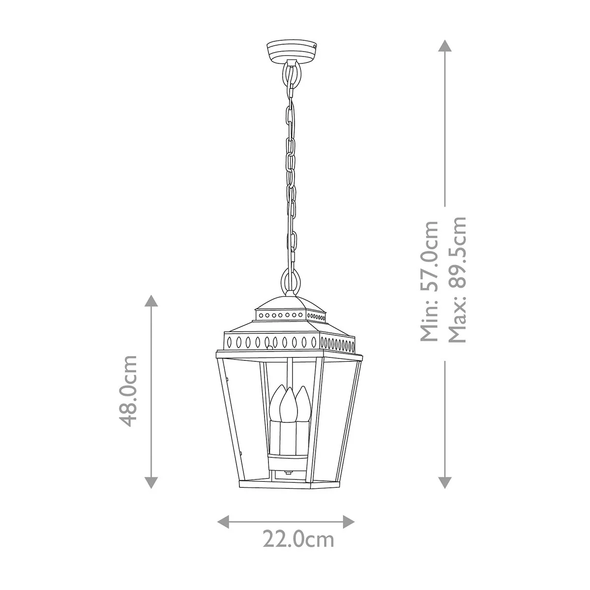 Mansion House 3 Light Chain Lantern - Aged Brass/Polished Nickel IP44 E14 - Image 6