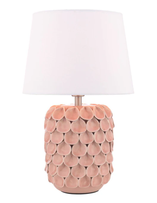 Marwick Table Lamp Pink Ceramic and Brushed Silver With Shade
