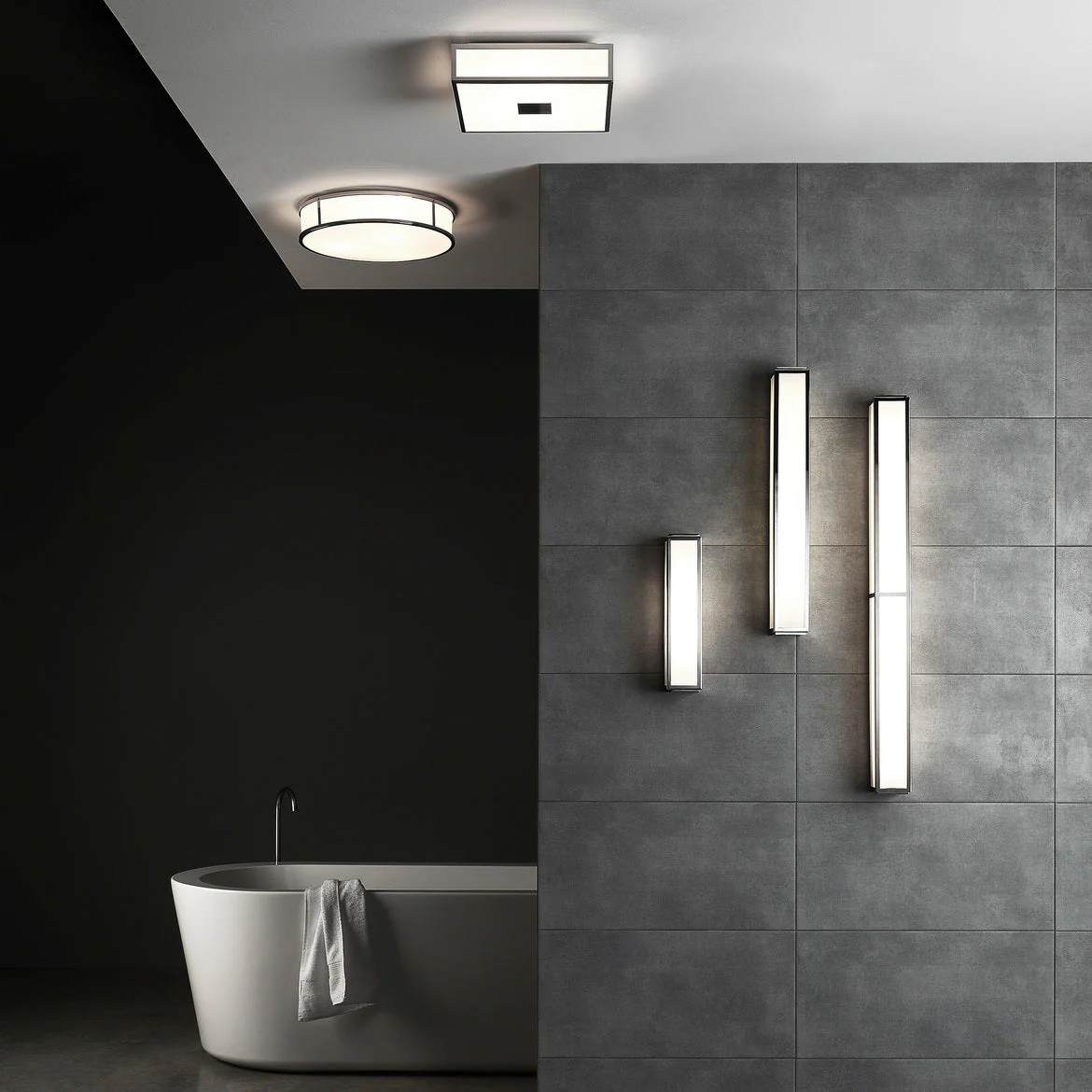 Mashiko IP44 Bathroom Light - Polished Chrome/Bronze Square/Round - Image 8