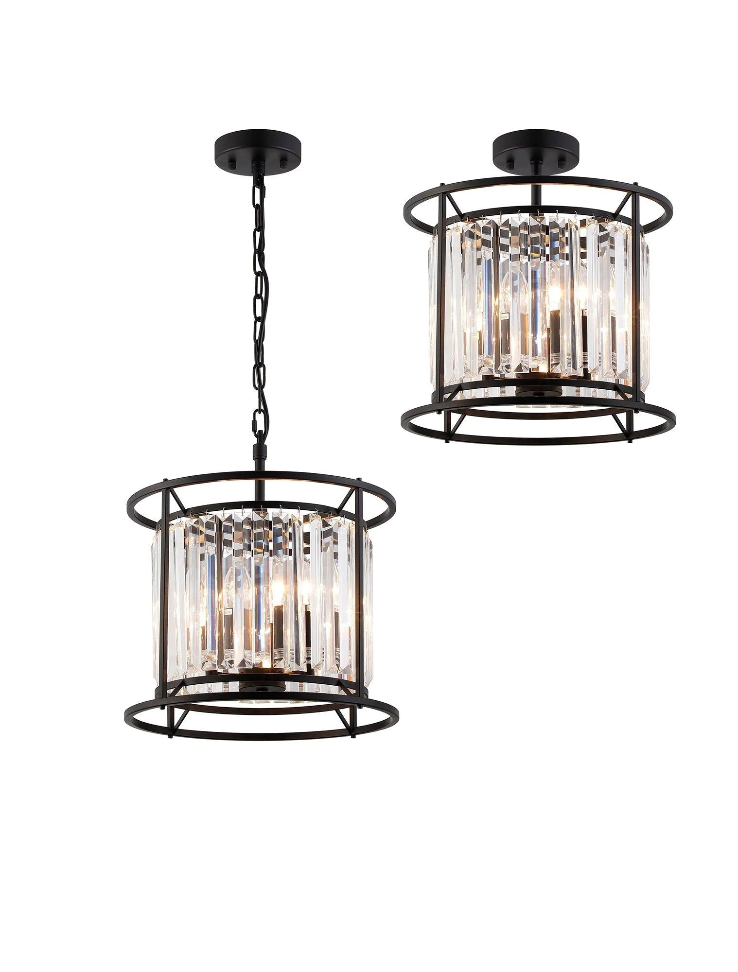 Massa 3/6Lt Crystal Ceiling Light/Semi Flush Convertible - Various FInish