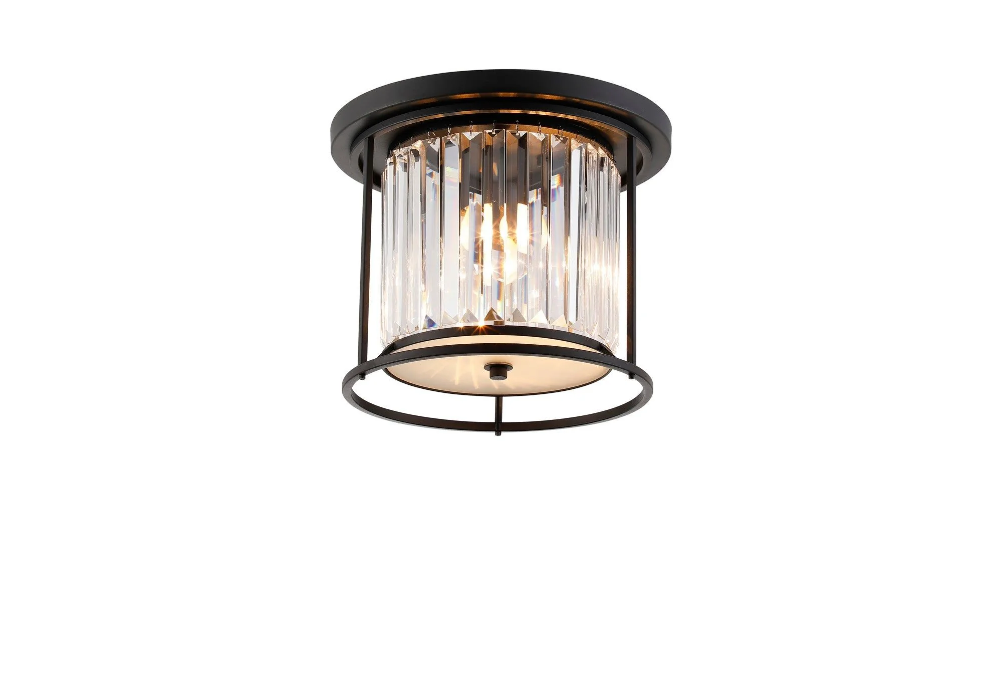 Massa Flush Ceiling Light, 3/4/6Lt x E27 - Satin Black & Clear/Antique Brass & Clear/Polished Nickel & Clear IP20