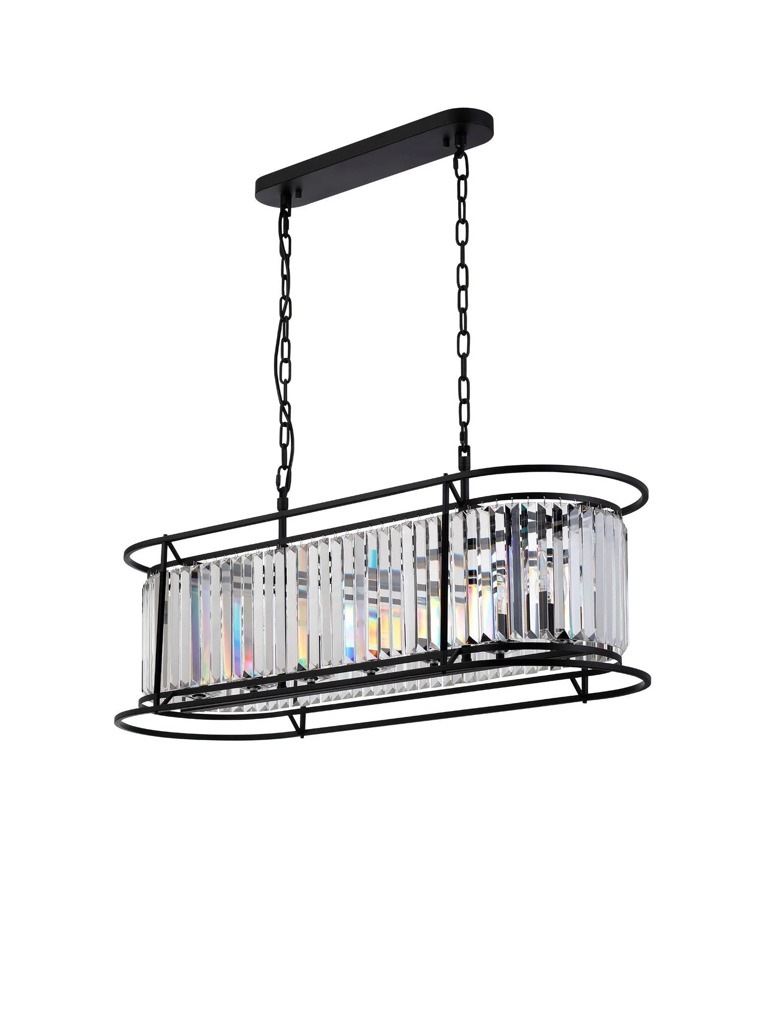 Massa Kitchen Table/Island Ceiling Light, 7Lt x E14 - Satin Black & Clear/Antique Brass & Clear/Polished Nickel & Clear IP20