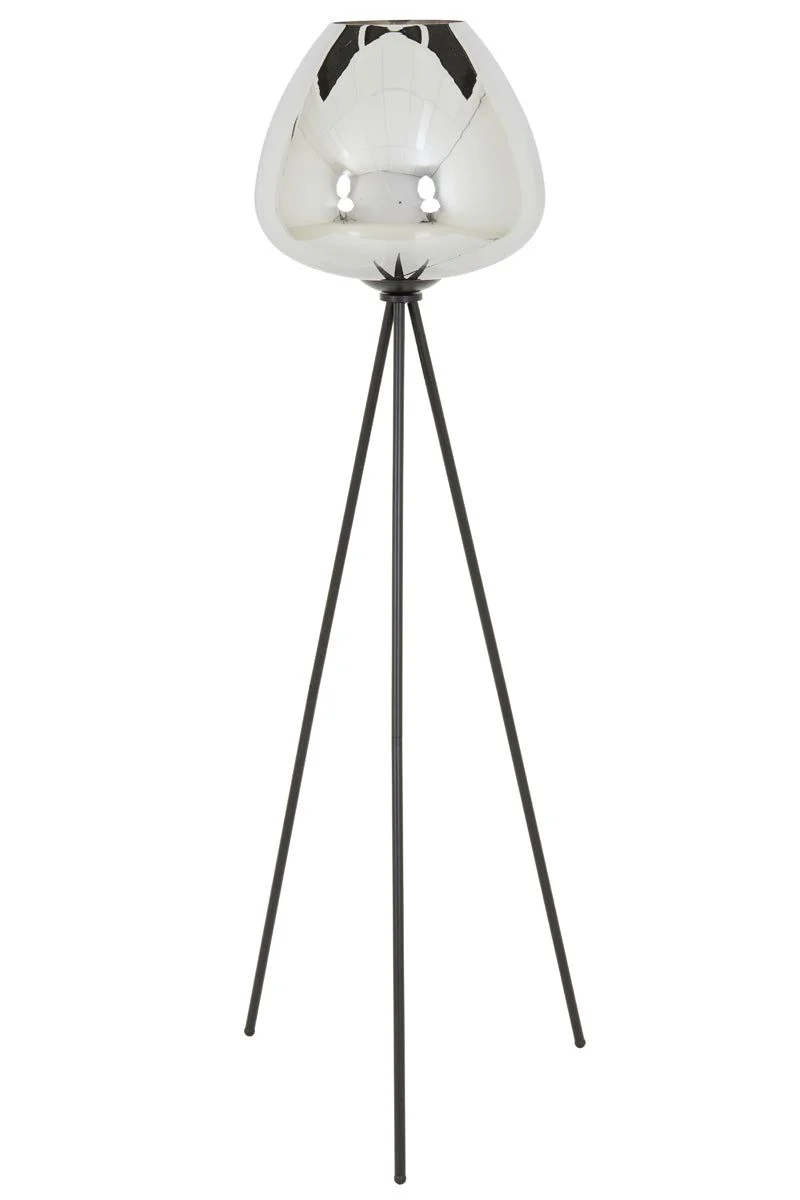 Mayson Floor Lamp Tripod - Smoked/Gold Glass
