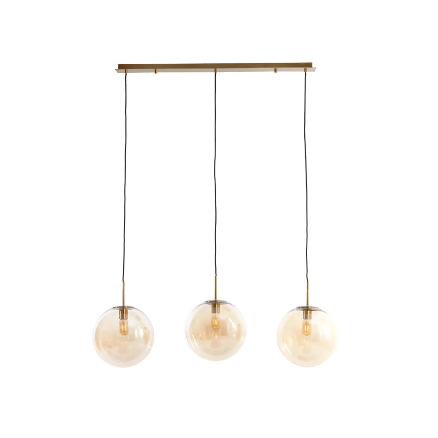 Medina 3Lt Island Pendant - Gold & Amber/Smoked Glass