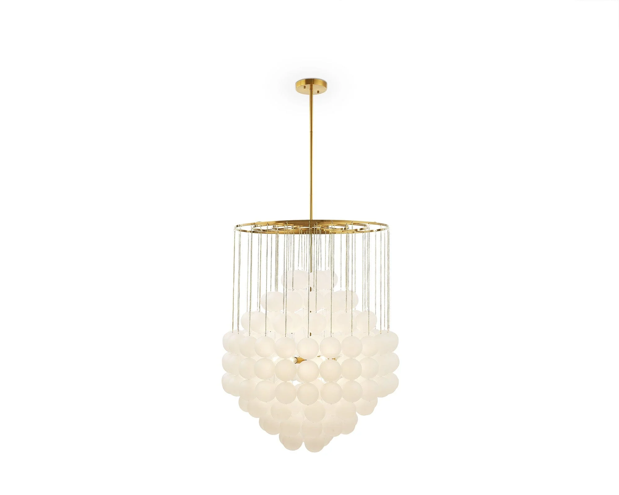 Moon Chandelier - Antique Brushed Brass &amp; Frosted Glass E14 - Image 2