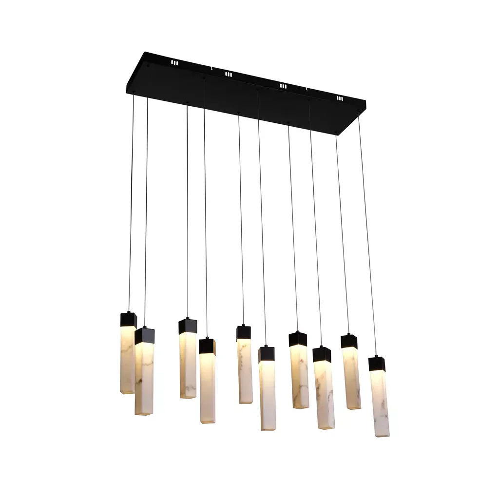 Moonbeam 10Lt Pendant- Black Metal & Marbleised Resin
