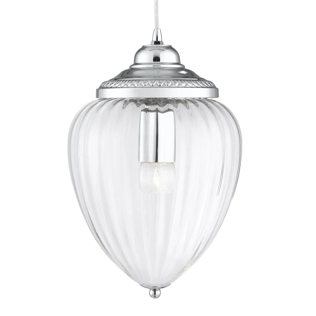 Moscow Pendant - Antique Brass/Chrome Metal & Ribbed Glass - Image 3