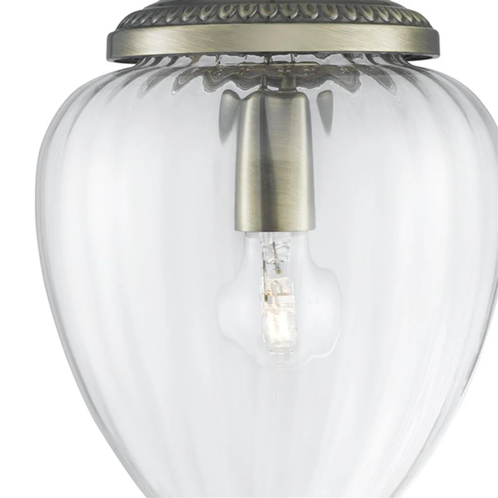 Moscow Pendant - Antique Brass/Chrome Metal & Ribbed Glass - Image 2