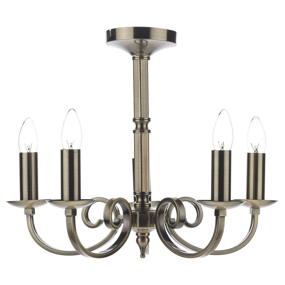 Murray 5/8Lt Centre Ceiling Dual Mount Light - Antique Brass/Polished Chrome