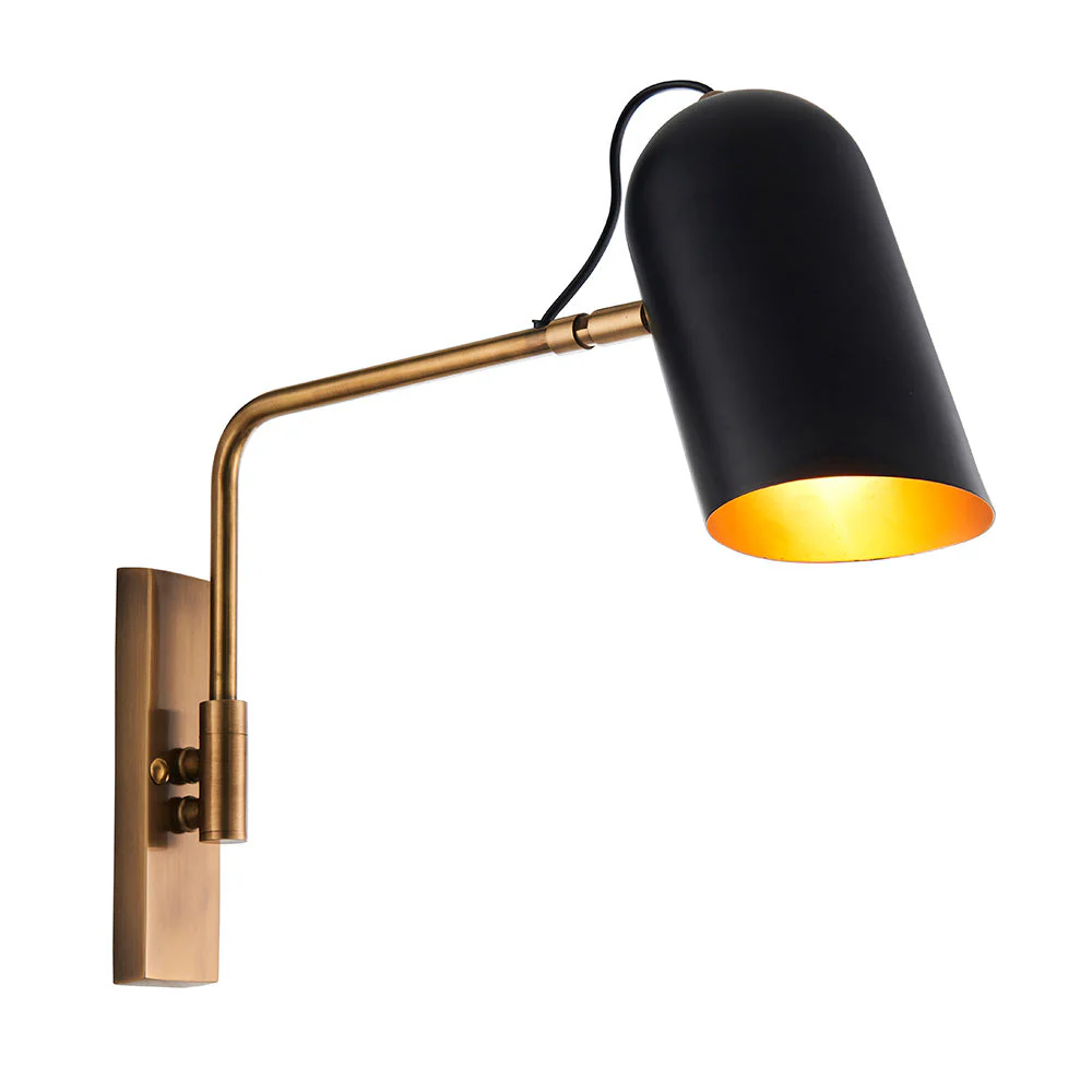 Navie Swing Arm Wall Antique Brass & Matt Black