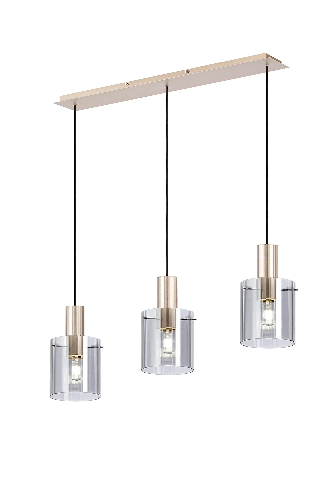 Hailey 3Lt Linear Pendant Narrow Line Glass- Various Colours