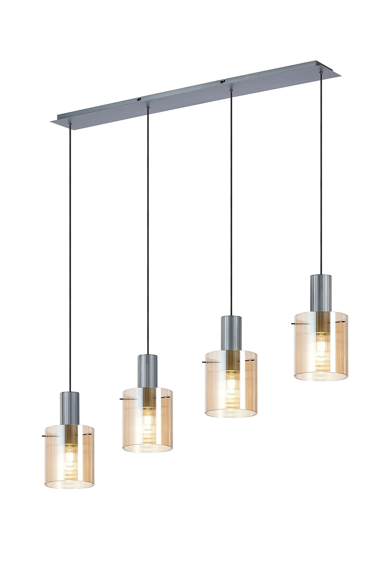 Hailey 4Lt Linear Pendant Narrow Line Glass - Various Colours - Image 2