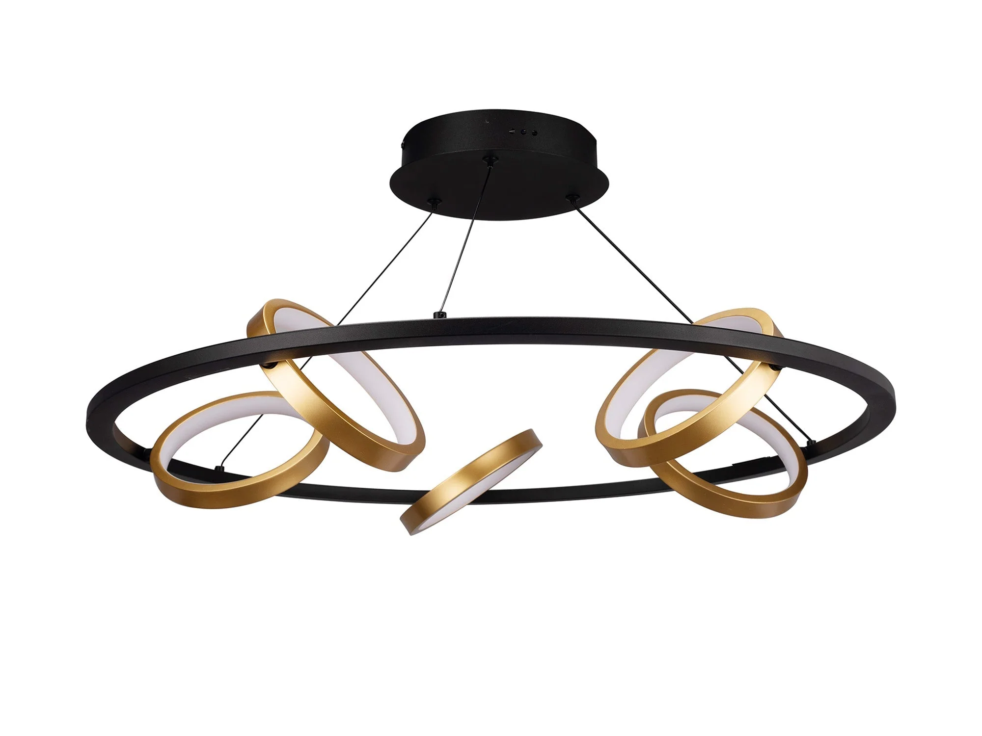 Nicki Indoor LED Hanging Light, 5 Ring, Satin Black & Gold Finish
