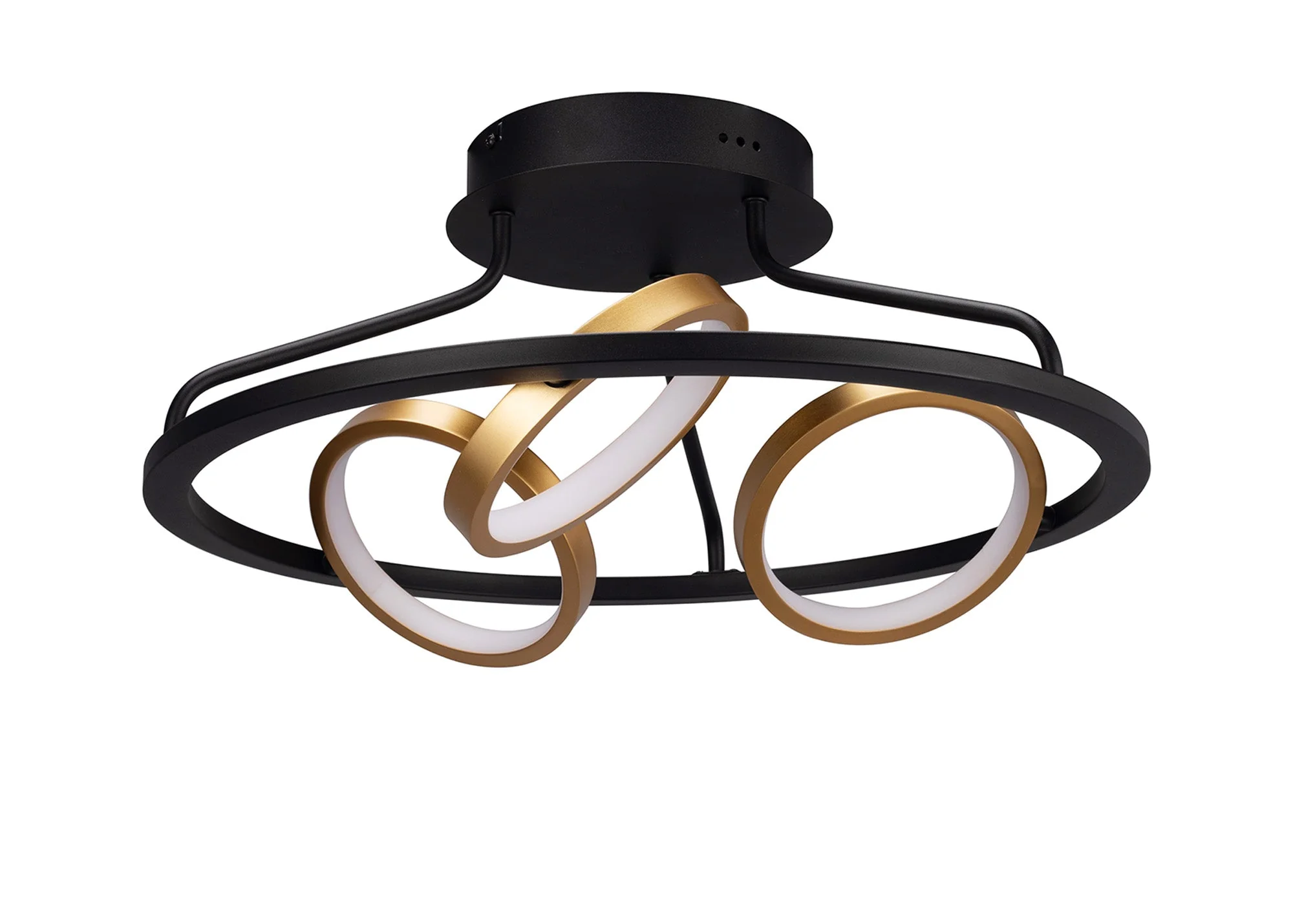 Nicki Indoor Semi Flush Ceiling Light, 3/5Ring, Satin Black & Gold
