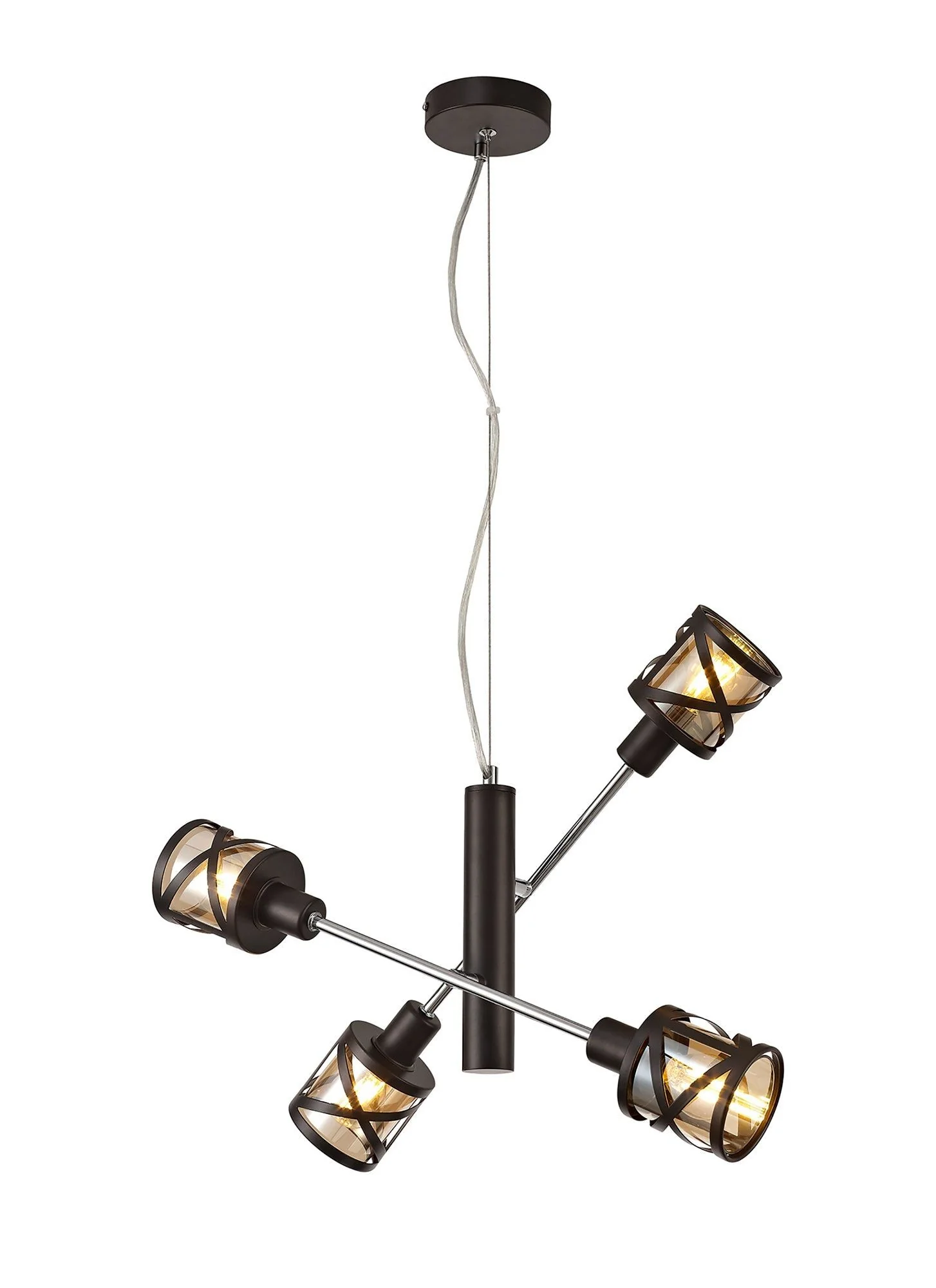 Nivea 4 Light Adjustable Pendant E14, Oiled Bronze/Matt Grey/Polished Chrome/Cognac