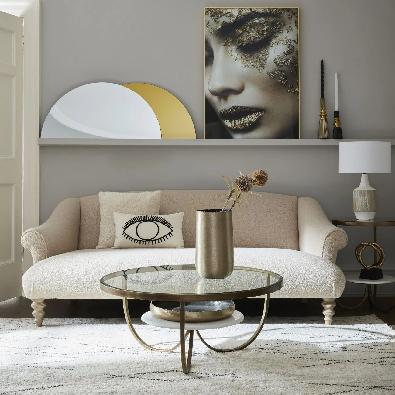 Nolita White Marble & Antique Gold Iron Coffee Table - Image 4