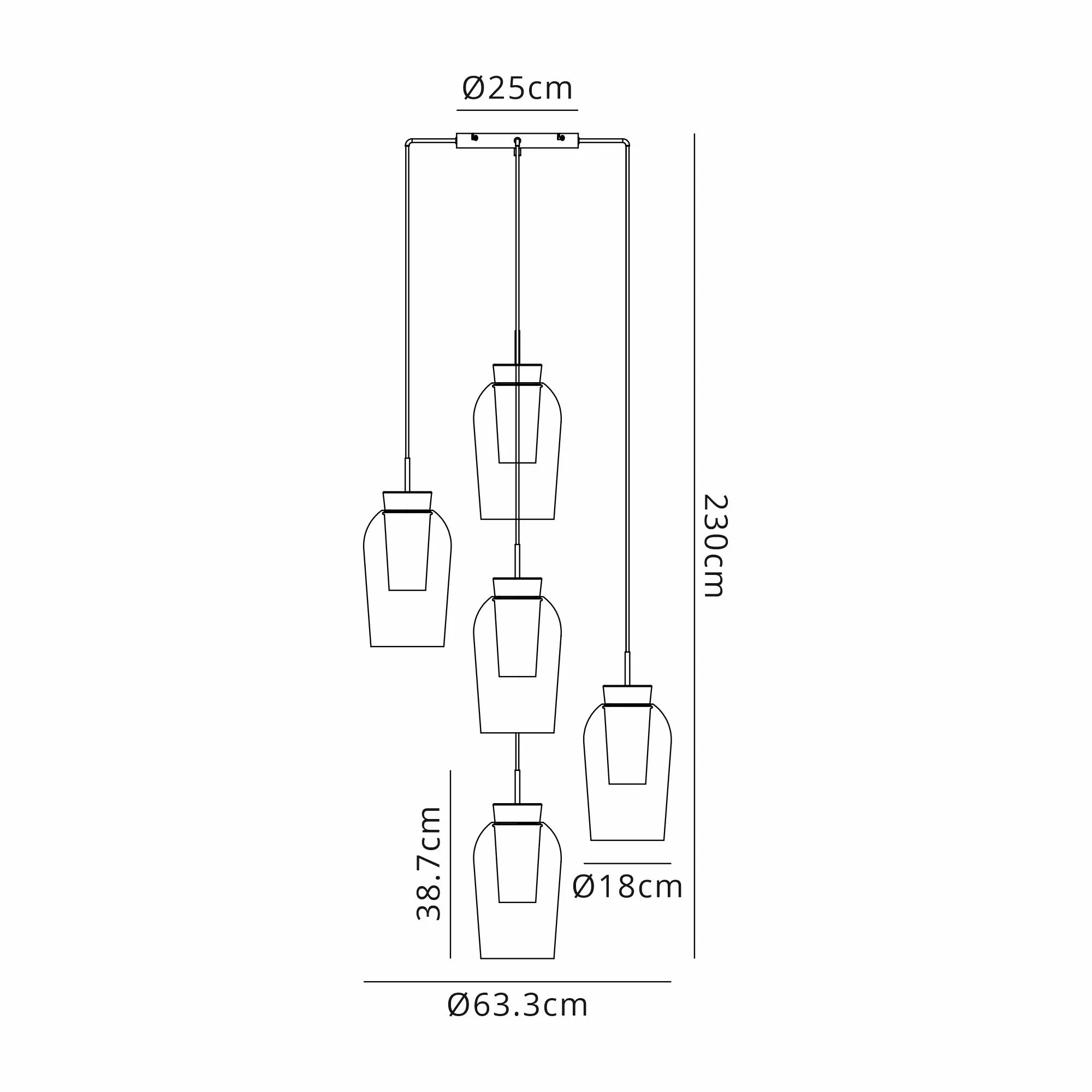 Nora Round Cluster Pendant Adjustable E27 - Image 40
