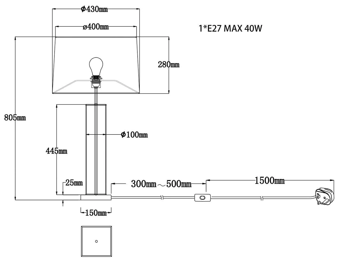 Norman Table Lamp Clear Glass and Nickel E27 - Image 5