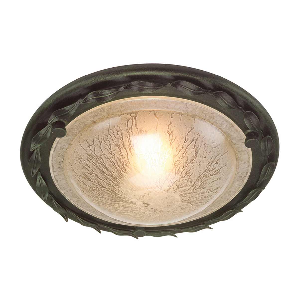 Olivia 1 Light Flush - Black & Gold Patina/ Ivory & Gold Patina