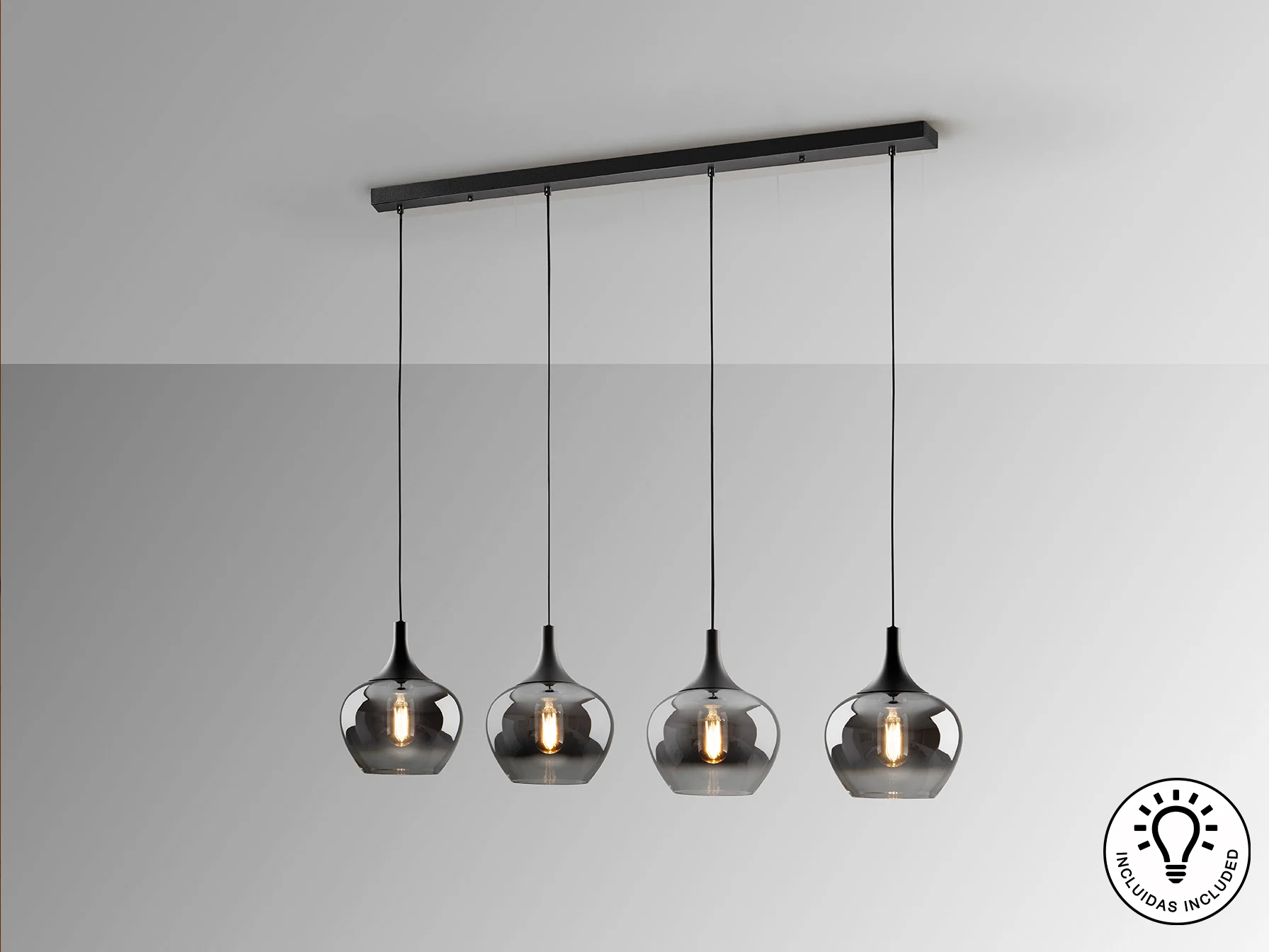 Opaz 4Lt Kitchen Island Light- Black/Smoke - Image 5