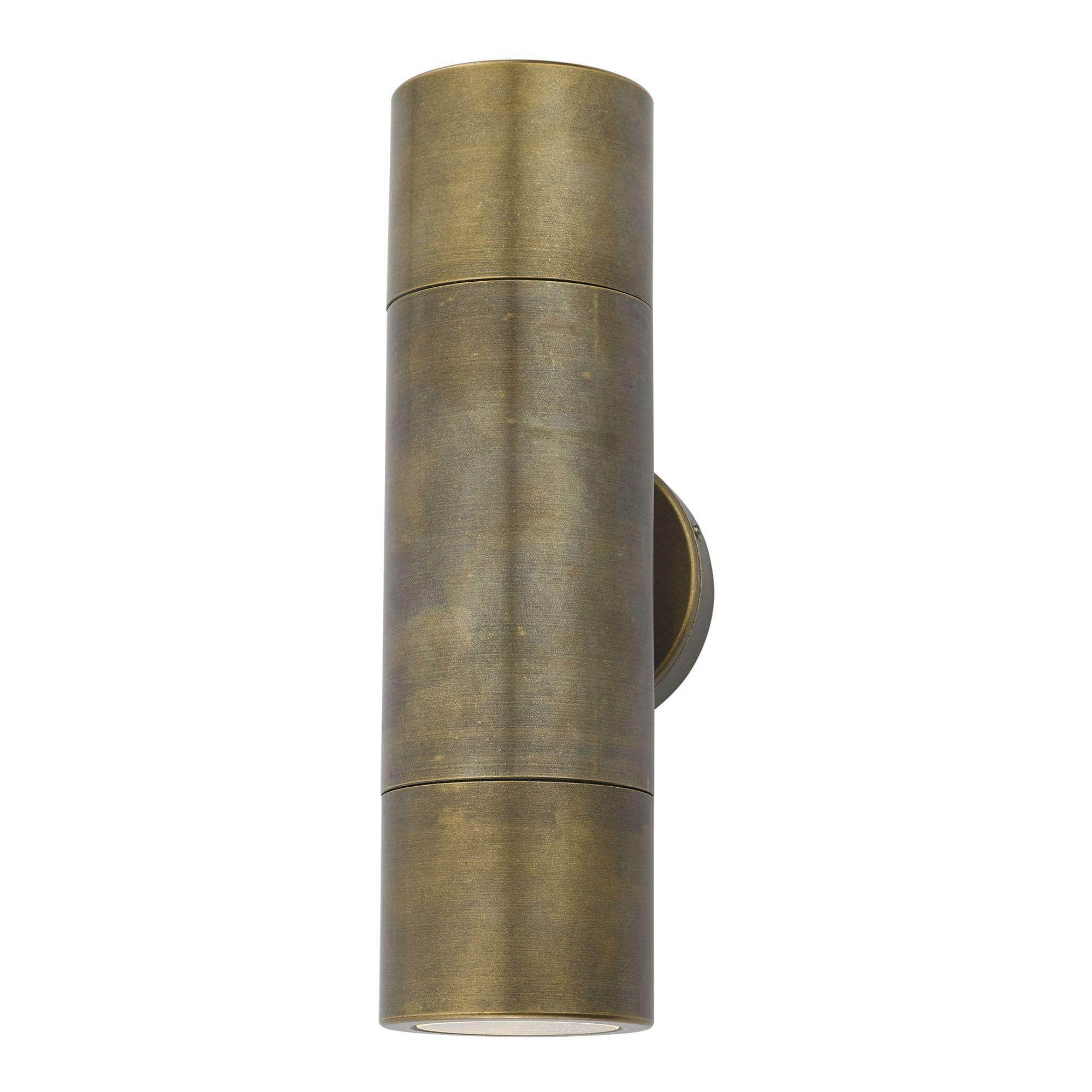 Ortega 2 Light Outdoor Wall Light Natural Brass IP65