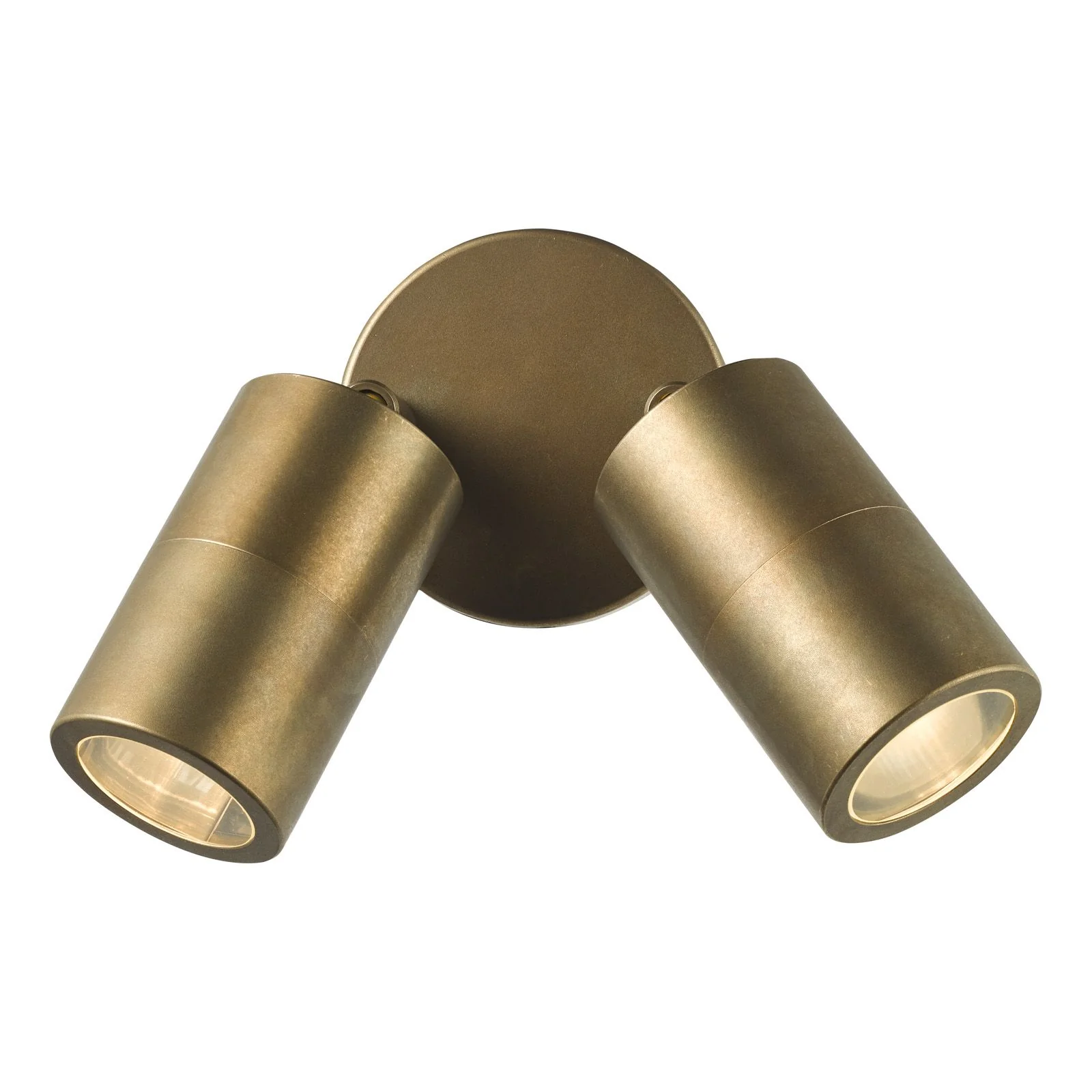 Ortega Outdoor 2Lt Wall Spotlight IP65 - Matt Black/Aluminium/ Aged Brass - Image 2
