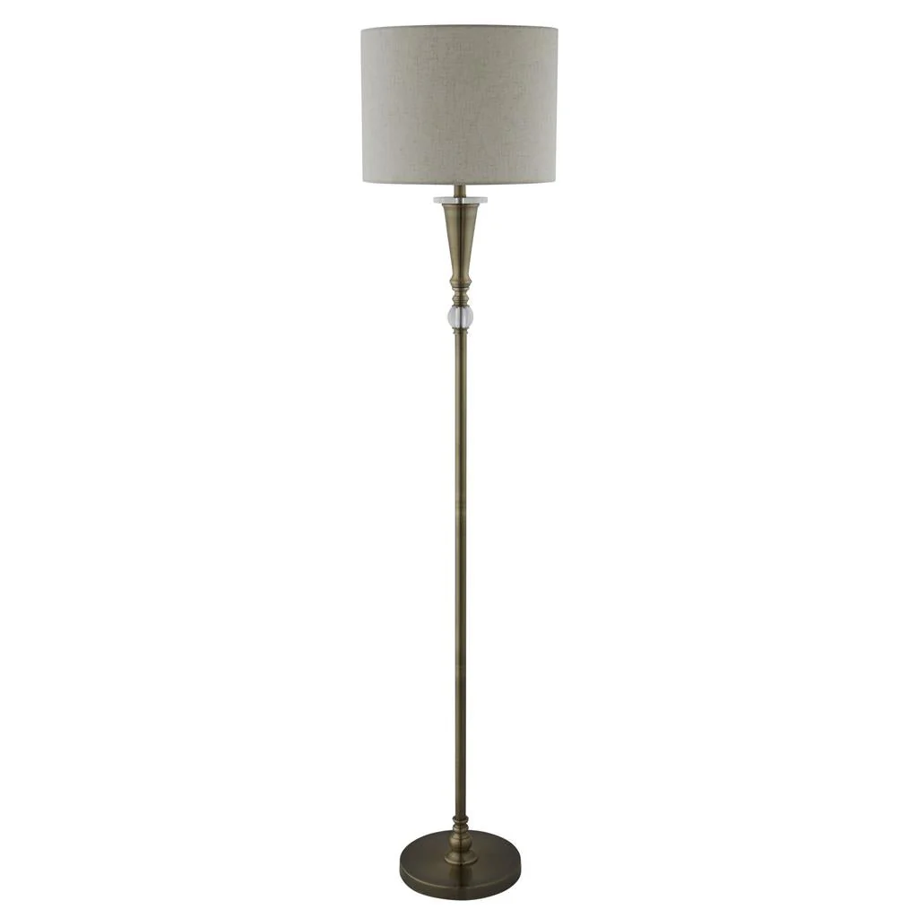 Oscar Floor Lamp - Antique Brass Metal & Linen - Image 2