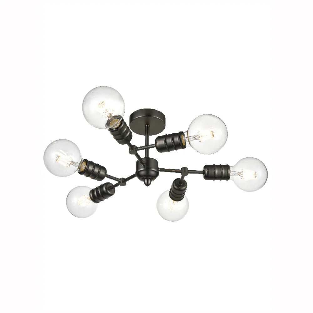 Pact 6/8Lt Semi-Flush Ceiling Light - Antique Brass/Gunmetal Finish