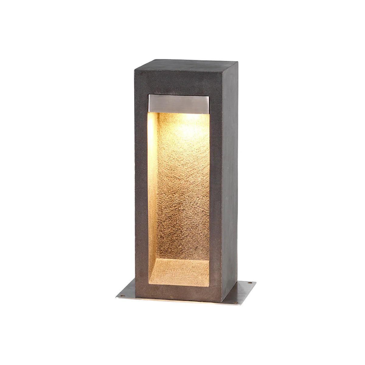 Parkstone LED Small/Large Bollard – Basalt Stone & Steel Finish