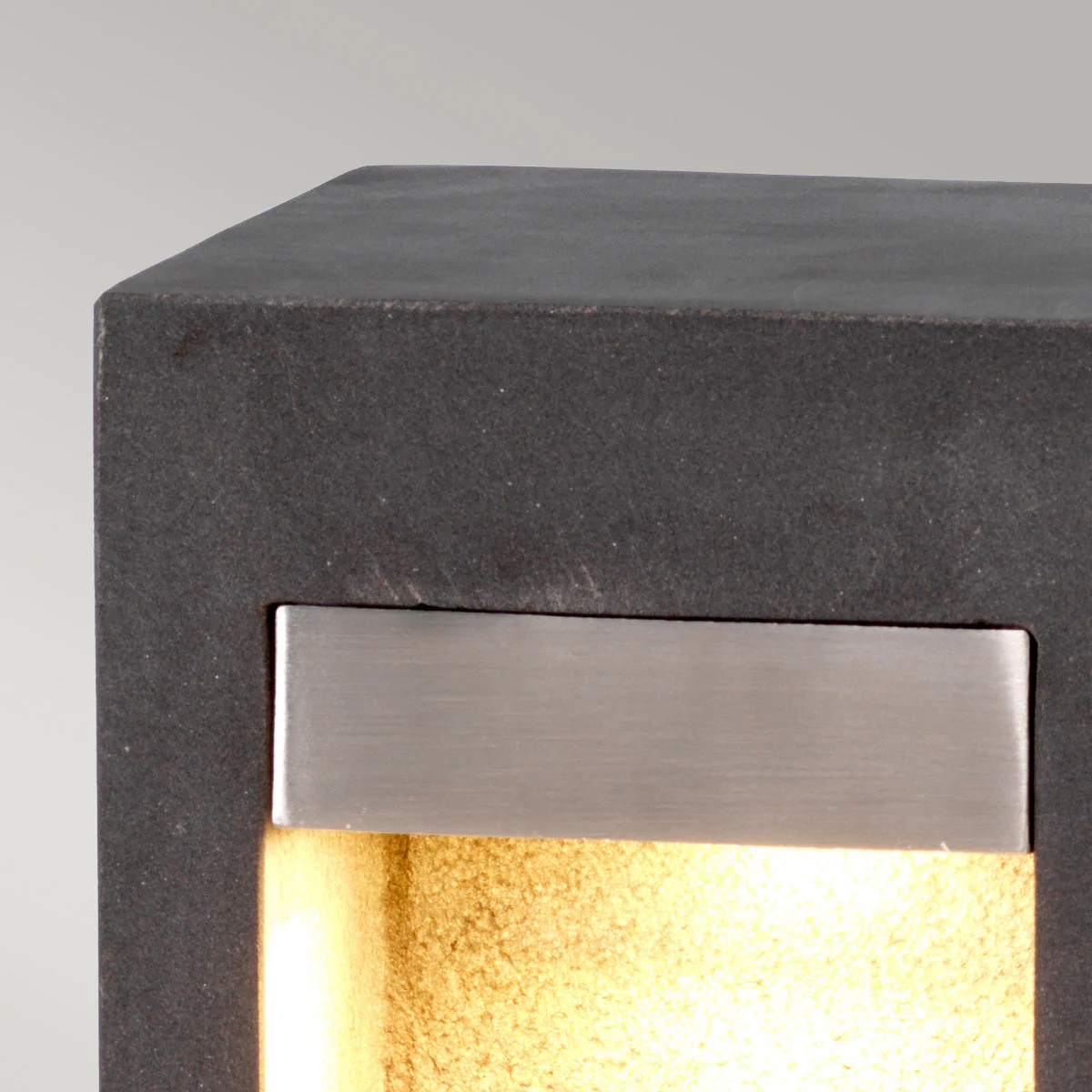 Parkstone LED Small/Large Bollard – Basalt Stone & Steel Finish - Image 2