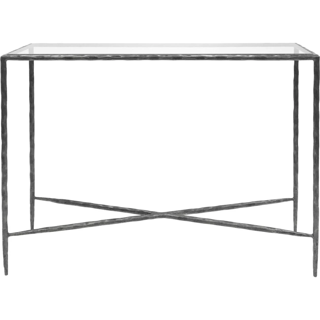 Patterdale Hand Forged Small/Large Console Table - White/Dark Bronze & Glass Top Finish