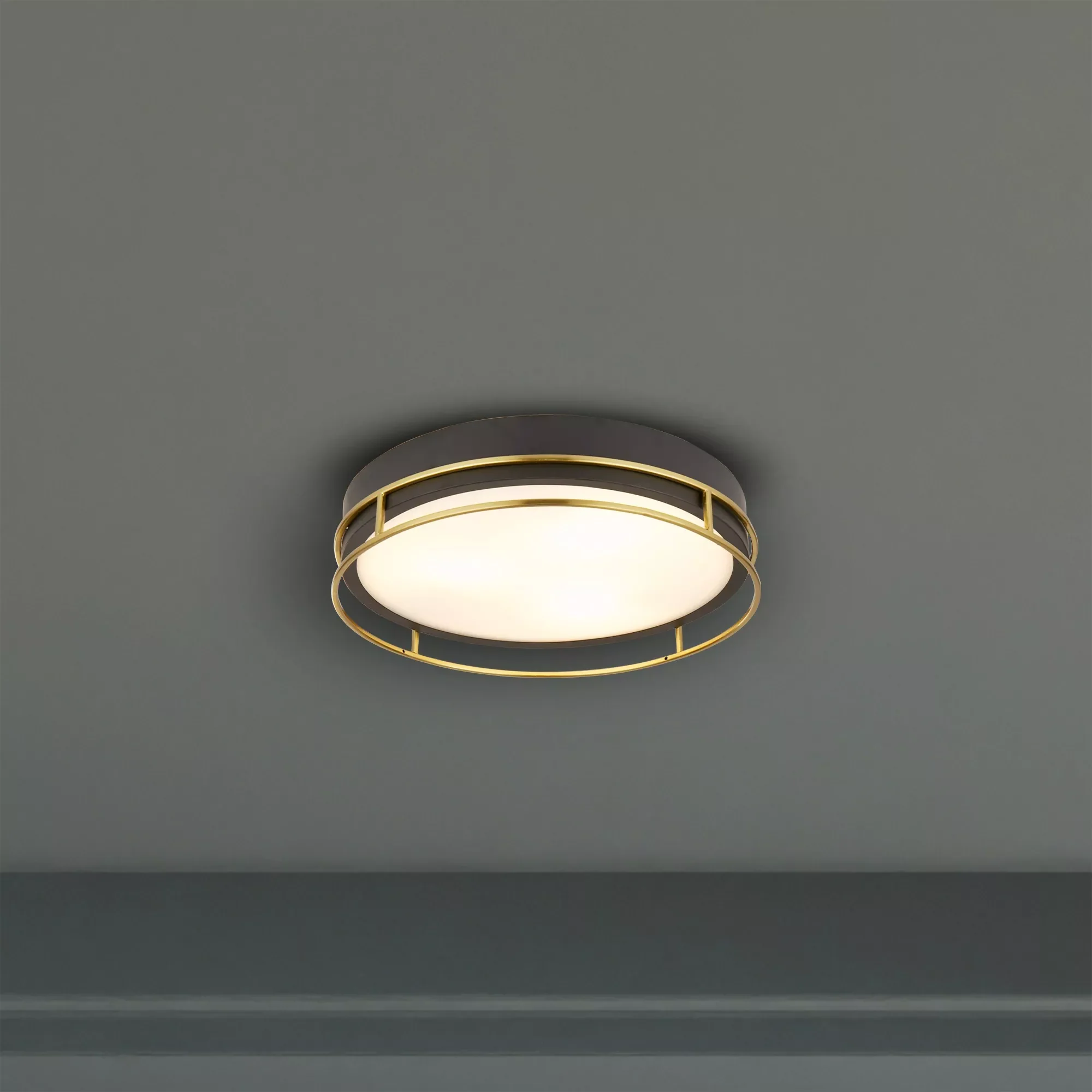 Phoenix 2/3Lt Flush Light- Black, Brass/Chrome  Metal & Frosted Glass - Image 10