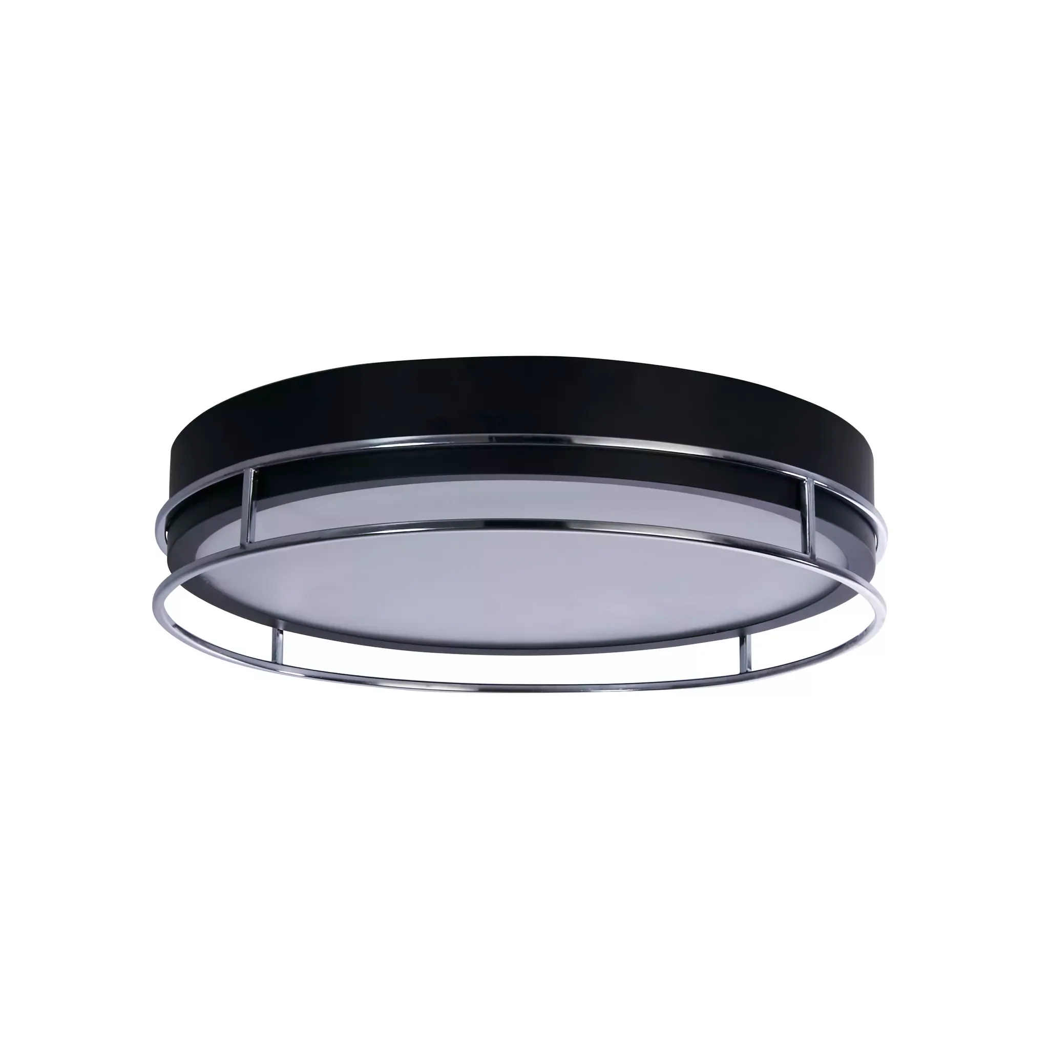 Phoenix 2/3Lt Flush Light- Black, Brass/Chrome  Metal & Frosted Glass - Image 12