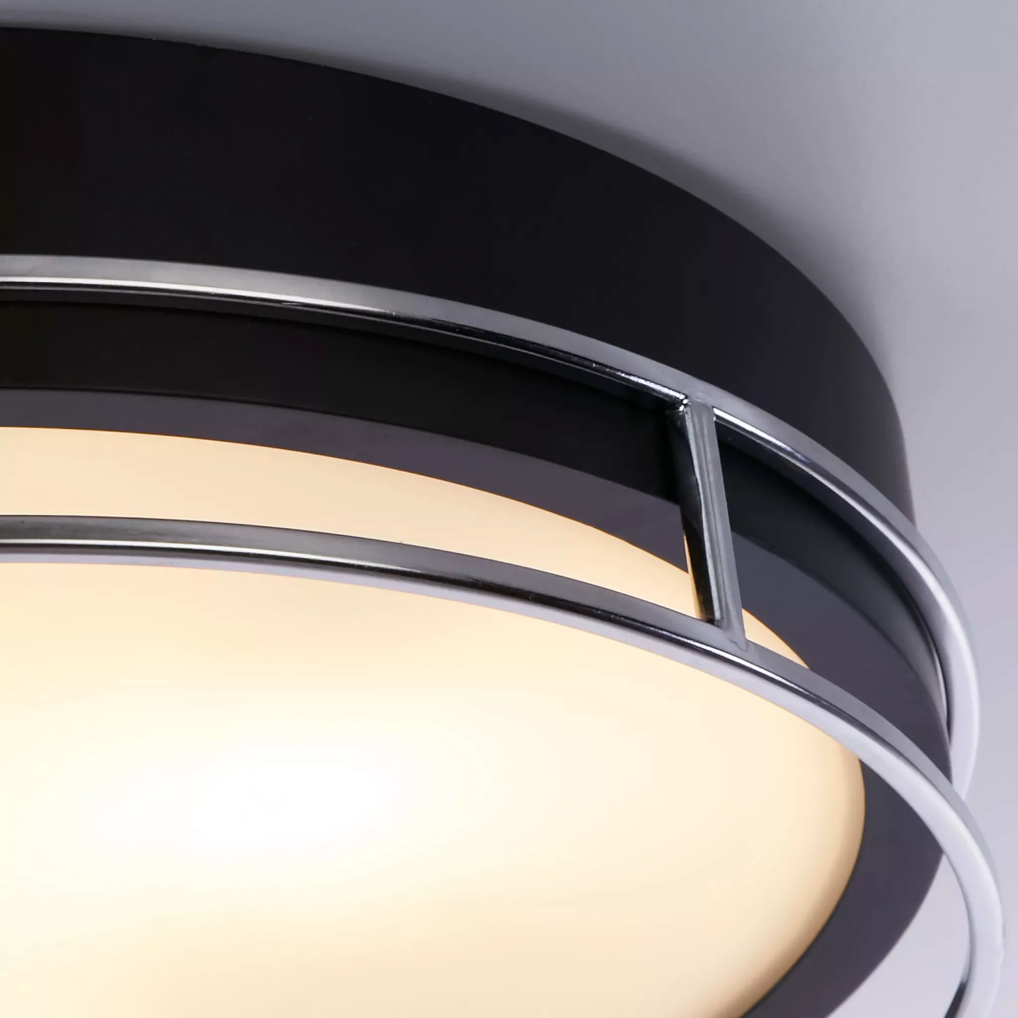 Phoenix 2/3Lt Flush Light- Black, Brass/Chrome  Metal & Frosted Glass - Image 13