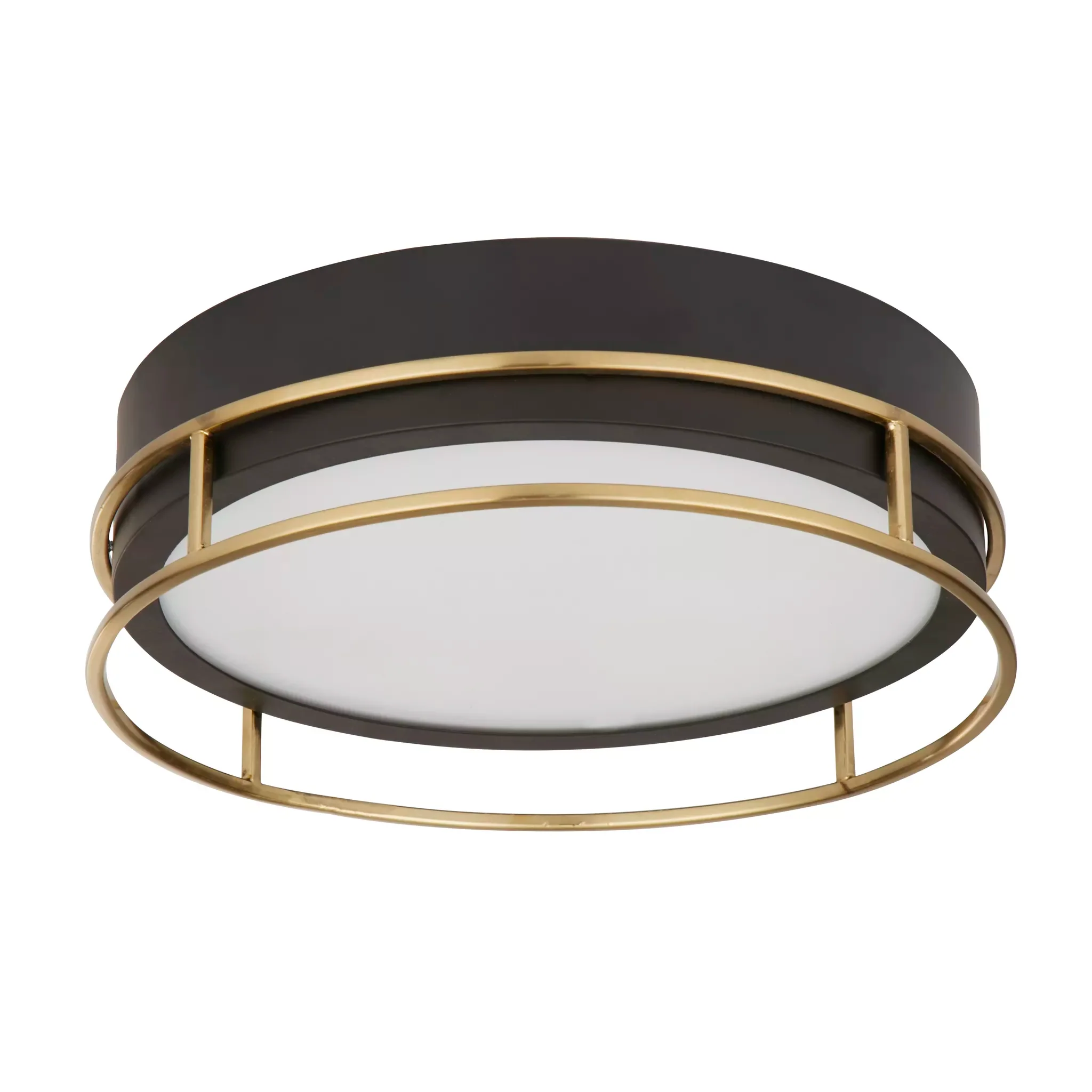 Phoenix 2/3Lt Flush Light- Black, Brass/Chrome  Metal & Frosted Glass - Image 14