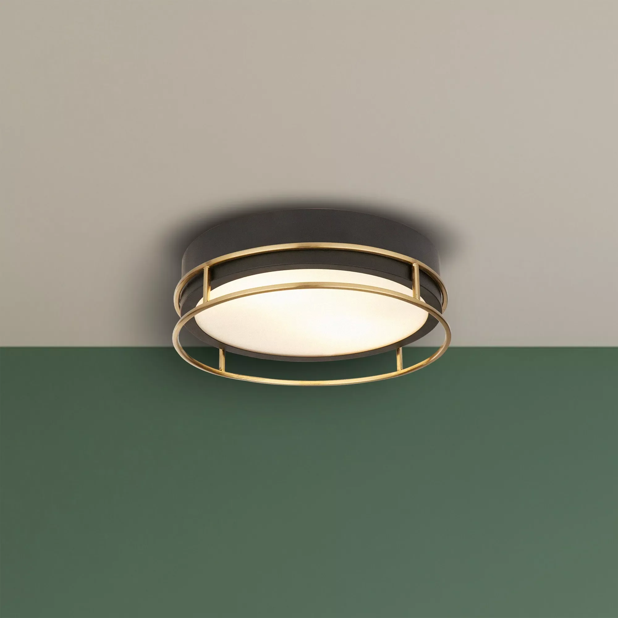 Phoenix 2/3Lt Flush Light- Black, Brass/Chrome  Metal & Frosted Glass - Image 16